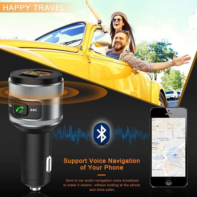 Bluetooth 5.3 FM Transmitter for Car, 3.0 Wireless Bluetooth FM Radio Adapter - Image 6
