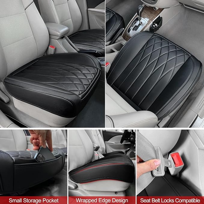 2 Pack Leather Front Car Seat Cover Bottom Car Seat, Universal Anti-Slip Driver - Image 4