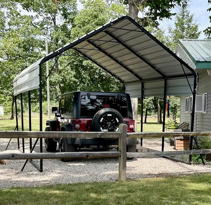 20'x20'x13' Metal Carport for 2 Cars, Heavy Duty Steel Frame for All Weather - Image 6