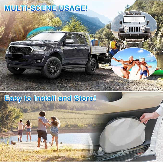 T TGBROS Windshield Sun Shade for 2019-2024 2025 GMC Sierra 1500 2500 3500 SLT - Image 4