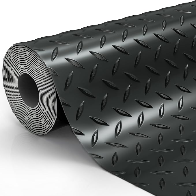 4x6 FT Garage Floor Mat, Thickned Diamond Plate Garage Flooring Roll 24sqtt PVC by Unknown