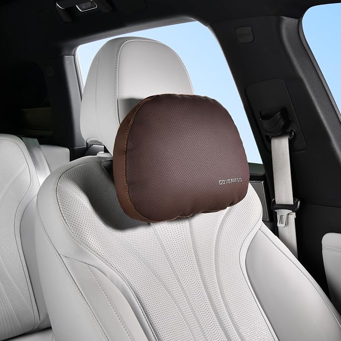 Coverado Leather Car Headrest Pillow Car Neck Pillow by COVERADOAUTO