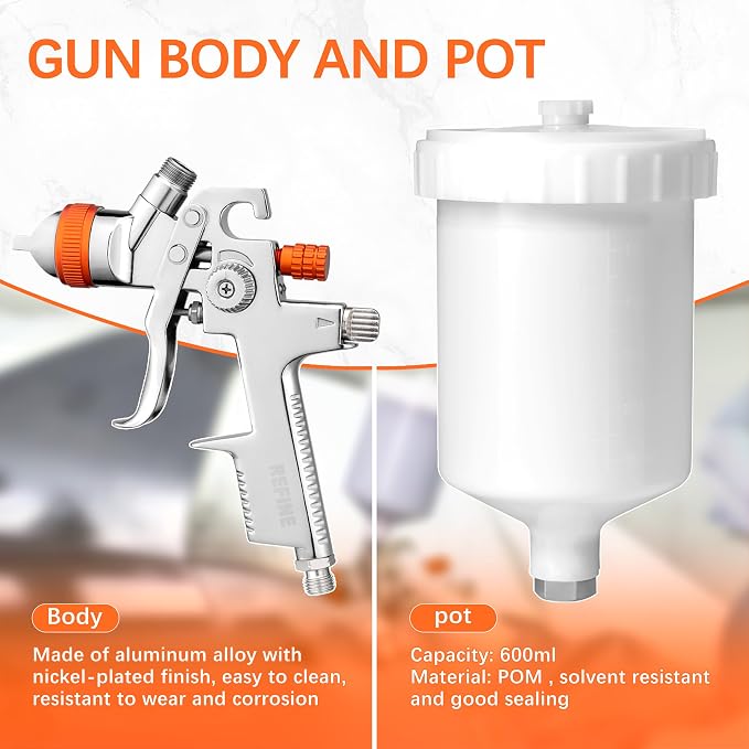 REFINE Spray Gun Kit, Auto Paint Gun - Image 4