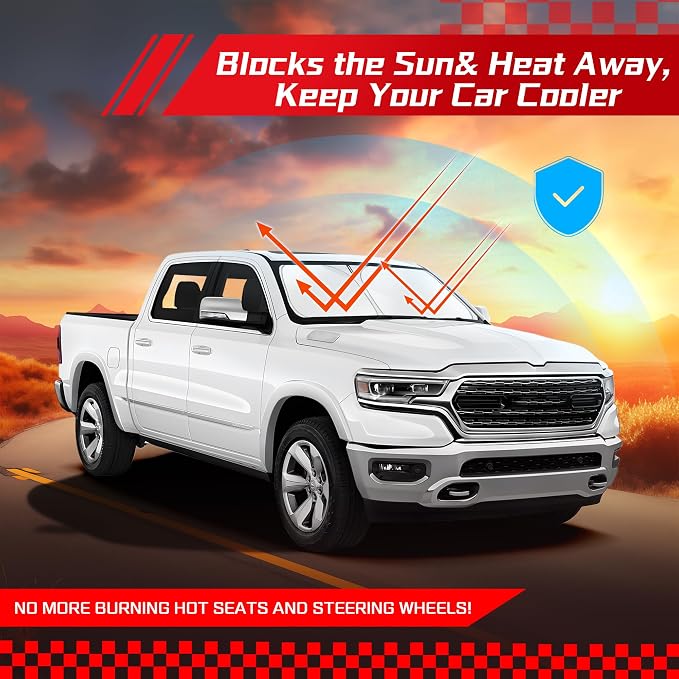 ARISMOTOR Windshield Sun Shade for Dodge Ram 1500 2019-2025 2026, Custom Fit - Image 7