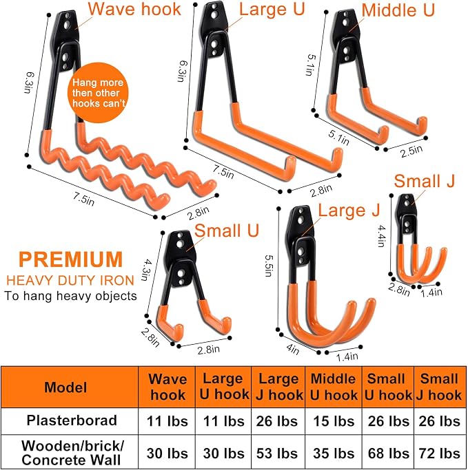 AOBEN Garage Hooks, Power Tool, Ropes-Orange - Image 4