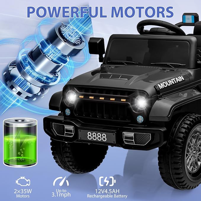 12V Kids Ride On Truck Car, Battery Powered Electric Vehicles - Image 3