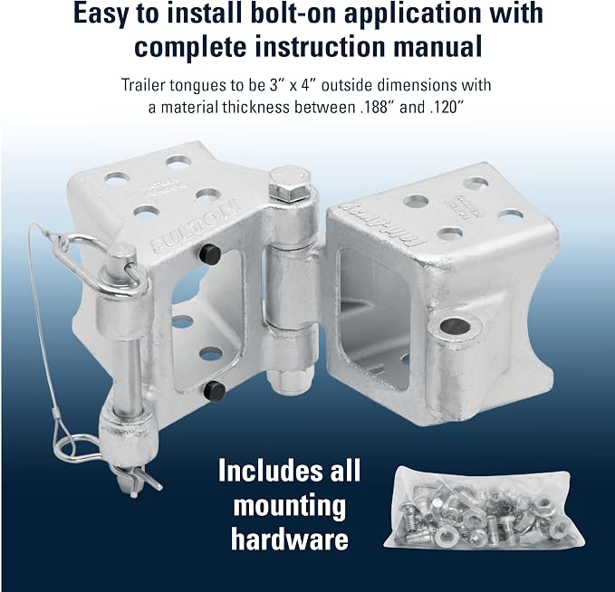 Fulton HDPB340101 Bolt On Folding Trailer Tongue Swing Away Hinge Kit - Image 3