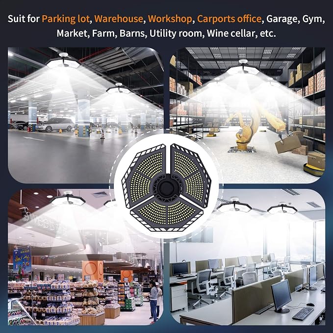 LED Garage Lights, 140W 18500 Lumens Garage Ceiling Lighting, 6000K Daylight - Image 7