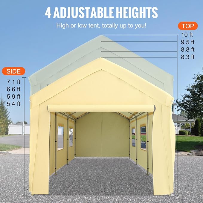 VEVOR Carport 10x20 ft Heavy Duty Canopy, Portable Garage Shelter - Image 4