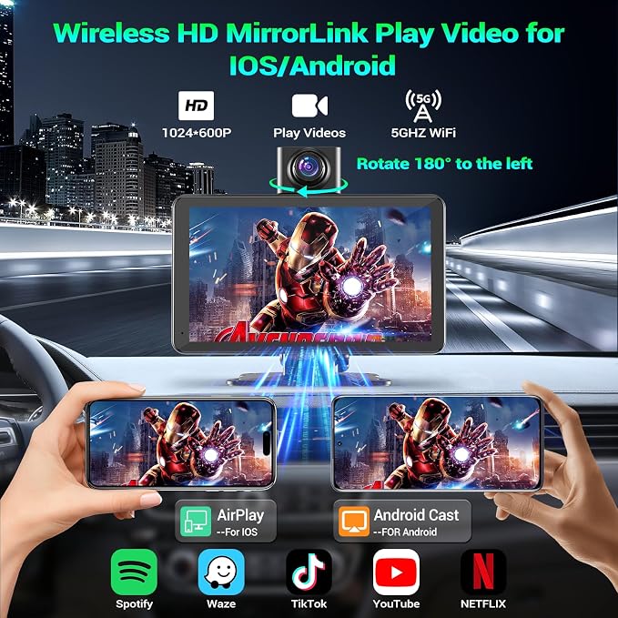 Carplay Screen for Car, Touchscreen CarPlay Dash Cam, Audio Receivers W/Mirror - Image 6