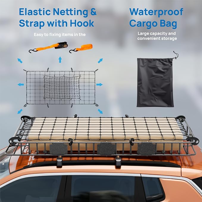 Bonnlo 250lbs Extendable Rooftop Cargo Carrier, 84 * 39 * 5.5inch Universal - Image 4
