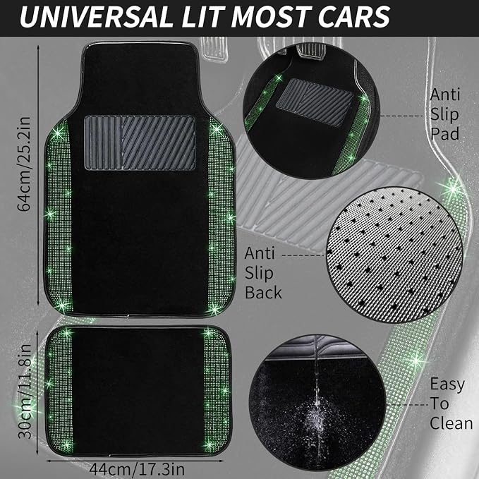 NBTEPEM Bling Car Floor Mats Full Set, Universal Fit Most Cars - Image 7