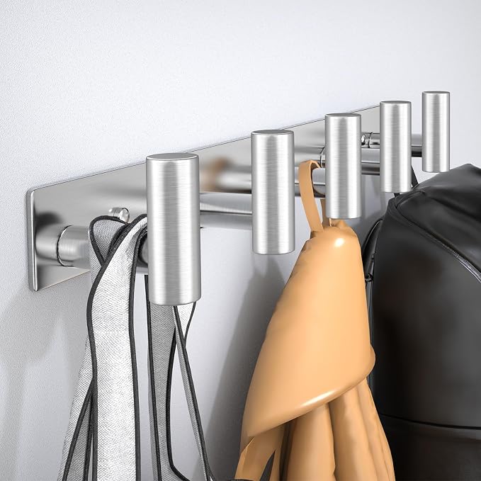 Wall Mounted Coat Rack-5 Hooks, Heavy Duty Stainless Steel Hook Rail - Image 5