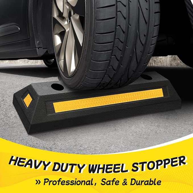 Car Parking Stopper – 2PCs Heavy Duty Rubber Curb Car Stop - Image 5