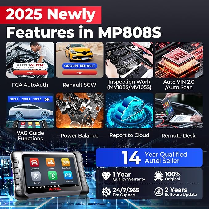 Autel MaxiPRO MP808S Scanner, 2025 2-Year Update MP808S Up of MaxiSys MS906BT - Image 8