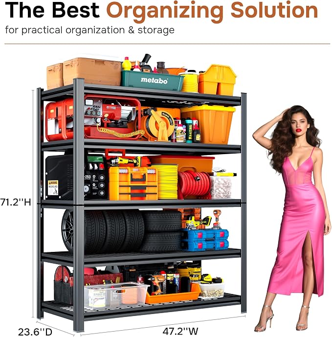 47.2''W Wire Shelving Unit, 3500LBS Capacity Heavy Duty Storage - Image 2