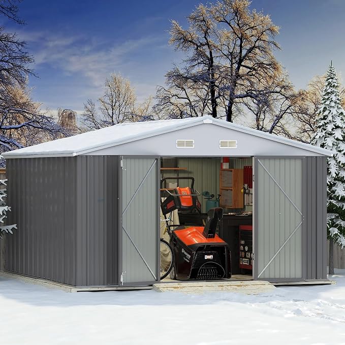 Greesum 10×10FT Outdoor Storage Shed, Metal Patio Storaged Sheds - Image 2