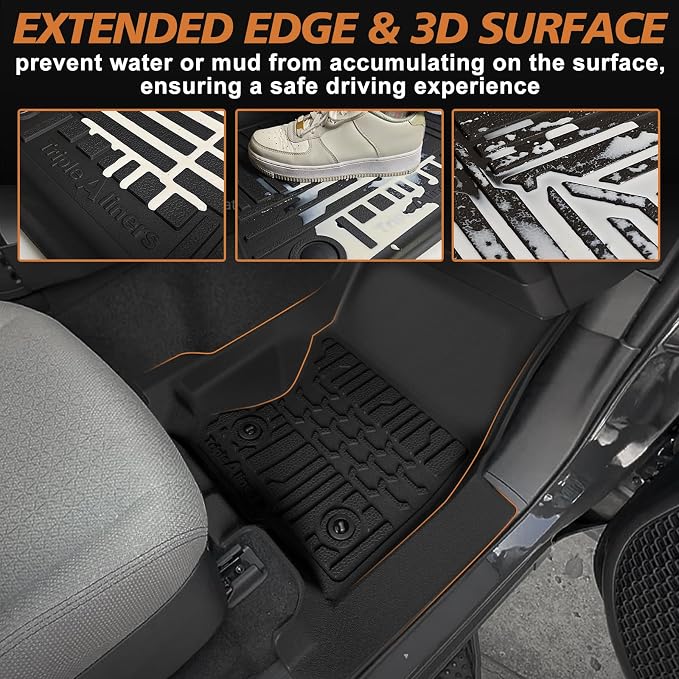 TripleAliners Floor Mats & Trunk Mat & Rear Seatback Cover All Weather TPE - Image 8