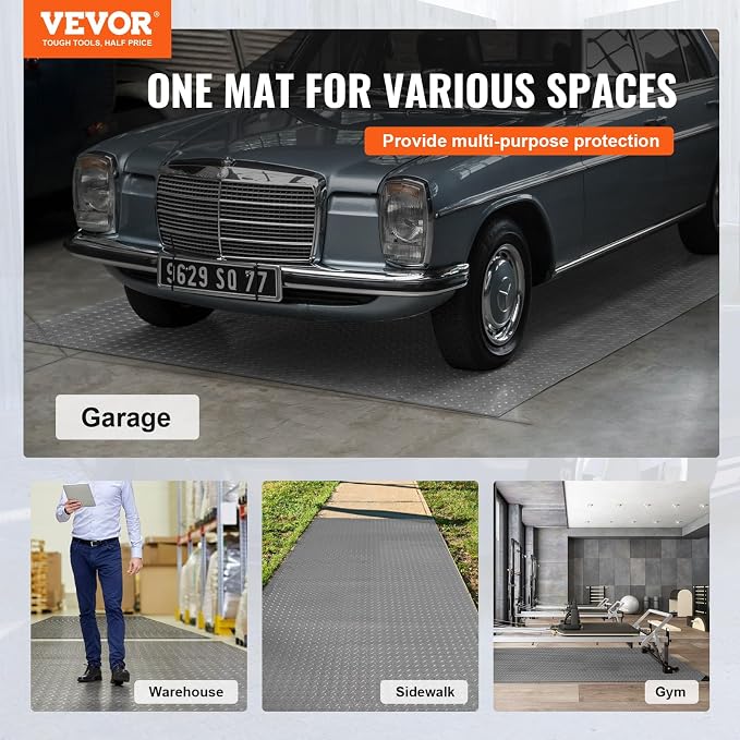 VEVOR Garage Floor Mat, 9.2 x 4.9 FT PVC Garage Flooring Roll, Non-Slip Diamond - Image 2