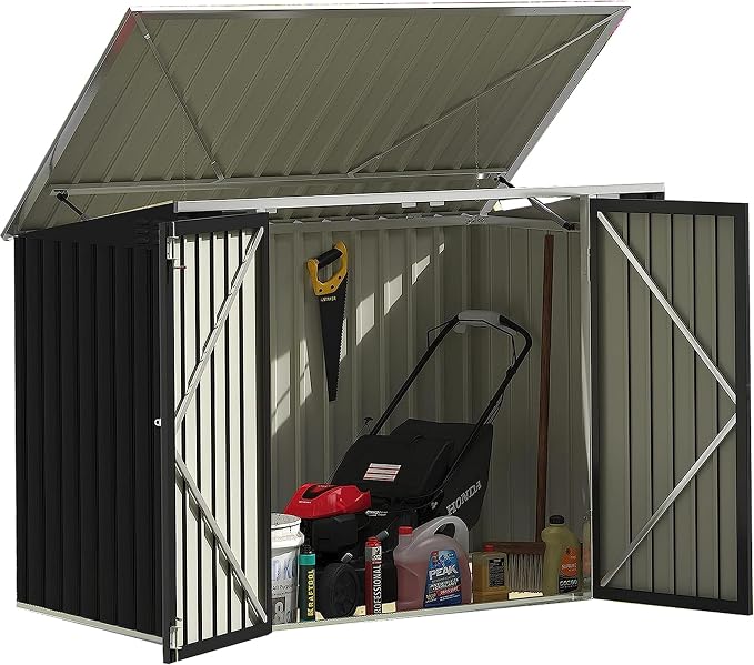 Devoko Outdoor Storage Shed 5.8 x 3.3 FT Metal Trash Shed Waterproof Outside by DEVOKO
