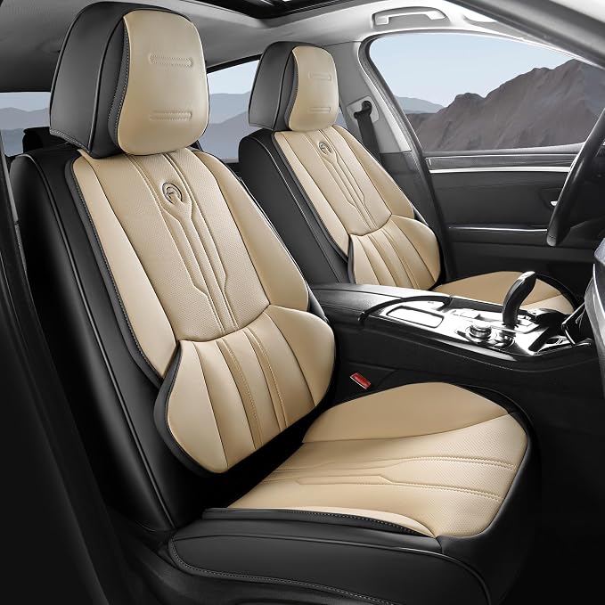 AOOG Front Seat Covers, Car Seat Covers Front Seats, Leather Seat Covers by AOOG