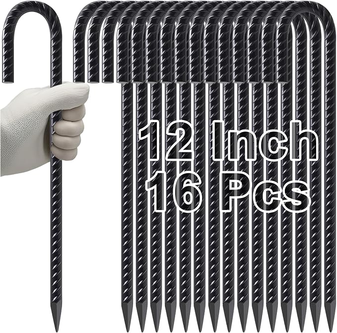 VVOKGO Rebar Stakes 12 Inches J Hook Heavy Duty Chain Link Fence Stakes by VVOKGO