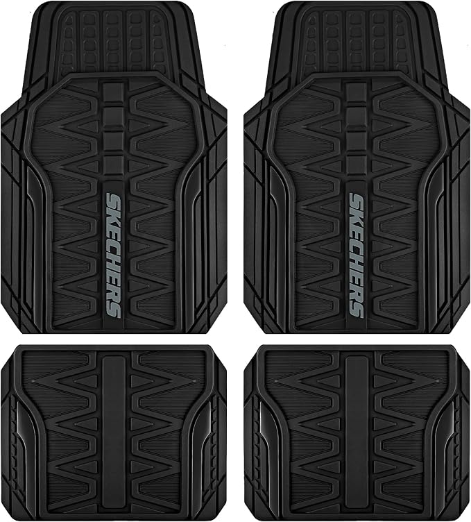 Skechers Car Floor Mats, Heavy Duty Rubber Car Mats Full Set, All WeatherFloor by Skechers