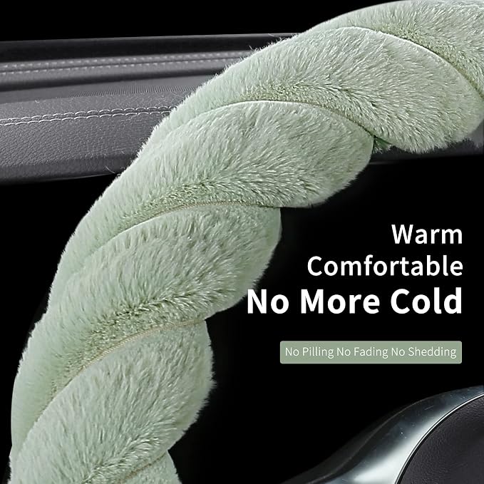 Luxury Fluffy Winter Car Steering Wheel Cover - Image 4