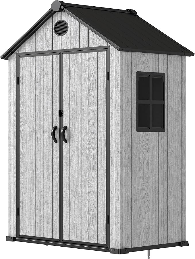 5.3x3.4 FT Resin Outdoor Storage Shed, 135 Cuft Garden Tool Sheds & Outdoor - Image 9