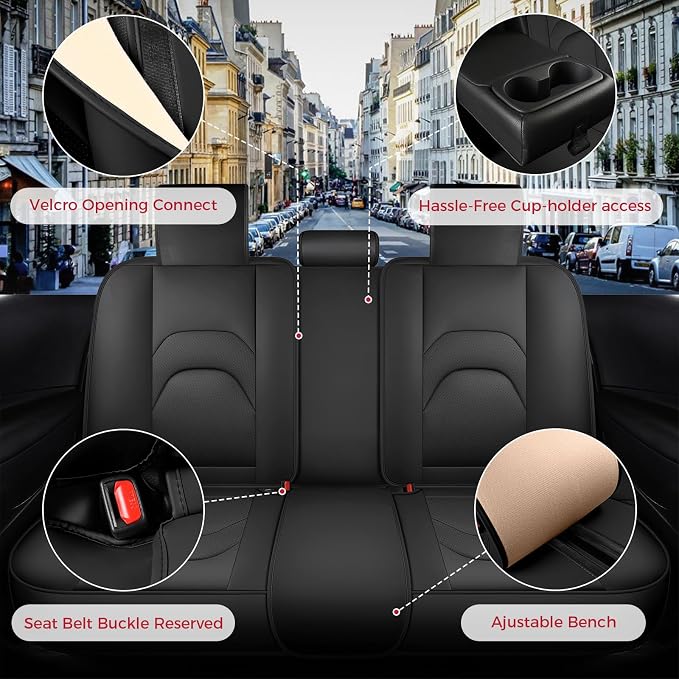 FREESOO Car Seat Covers Full Set, Waterproof Automotive Seat Covers, Leather - Image 5