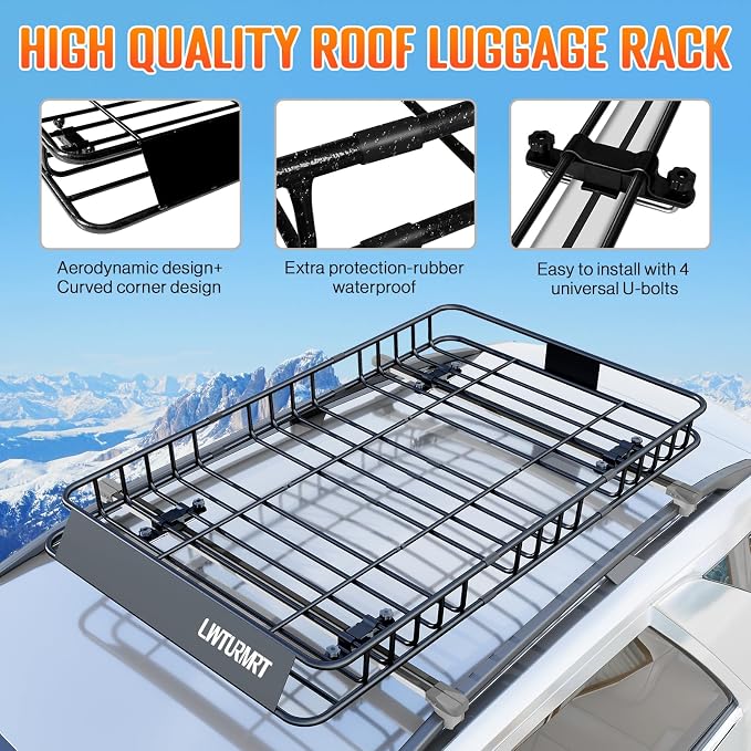 64 x 39 Inch Universal 300LB Heavy Duty Roof Rack Cargo - Image 4