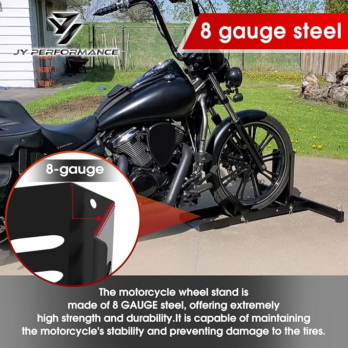 JY PERFORMANCE Motorcycle Wheel Chock, Universal Heavy Duty Front Wheel Stand - Image 4