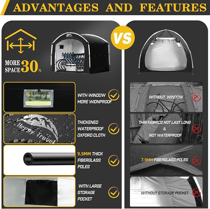 Happy Travel Bike Storage Shed Tent, Outdoor Portable Bicycle Storage Sheds - Image 2