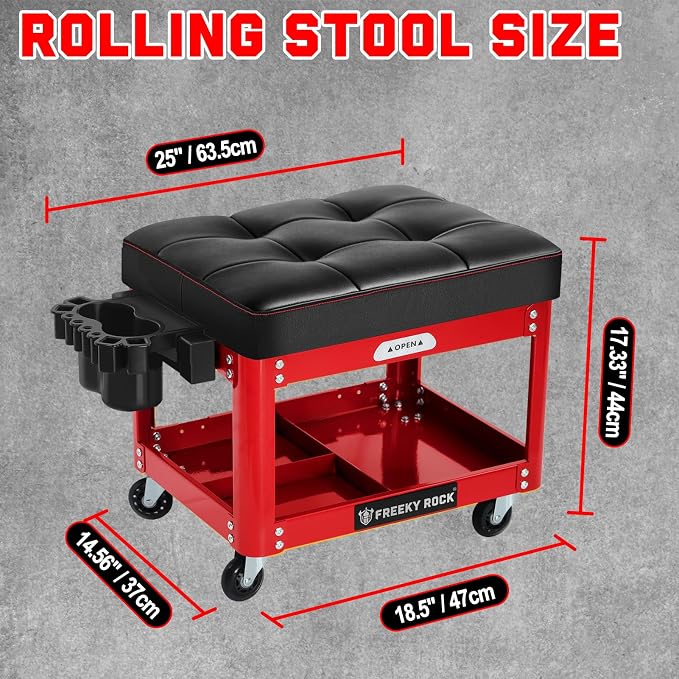 Rolling Mechanic Shop Stool - Image 2