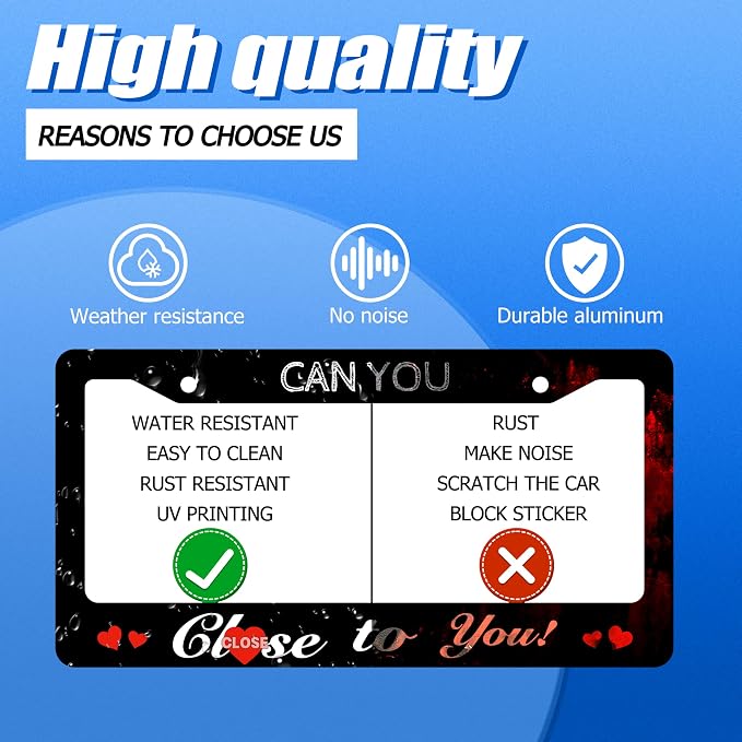 Funny License Plate Frame Can You Close to You License Plate Stainless Steel - Image 4