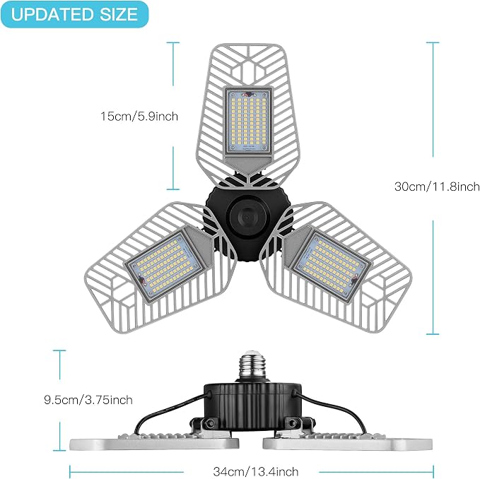 2-Pack Deformable LED Garage Ceiling Lights, 9000 Lumens, 82W CRI 80, - Image 6