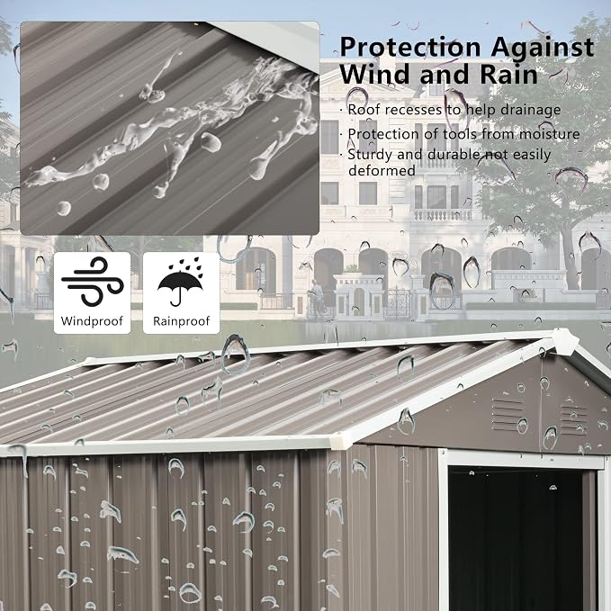 6x5 FT Outdoor Storage Shed, Metal Garden Shed - Image 3