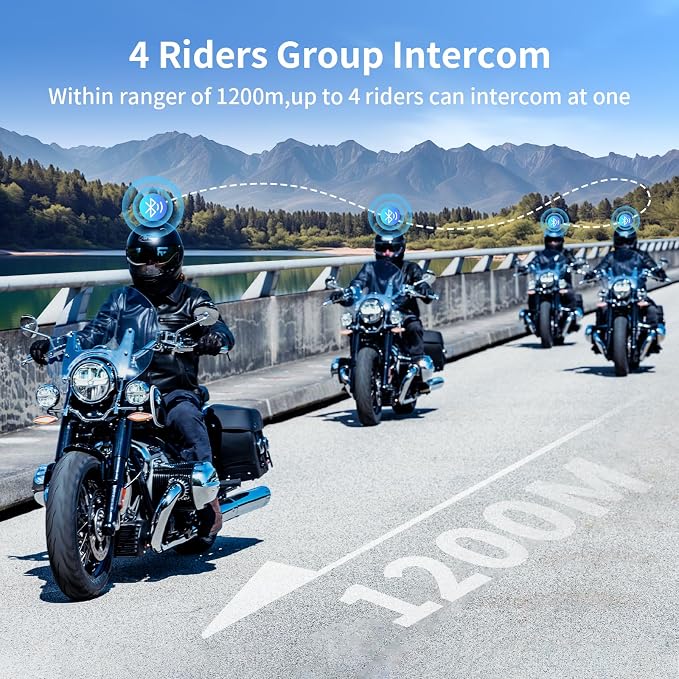 Fodsports Motorcycle Bluetooth Intercom FX4 Pro 1200m Helmet Intercom, 4 Riders - Image 2