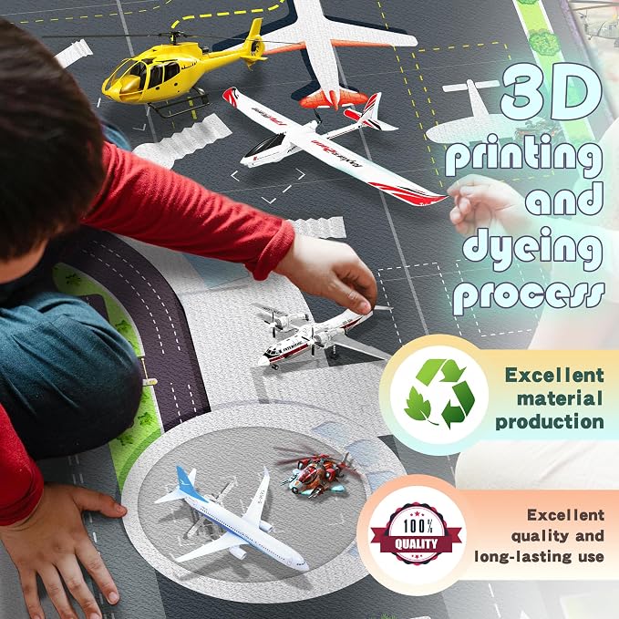 Play Rug for Playroom 2x3 Airport Carpet for Boys Bedroom - Image 3