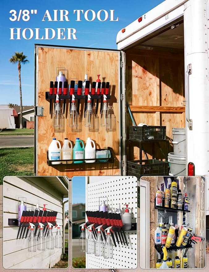 Spray Bottle Storage Rack, Wall Mount Bottle Organizer Car Detailing, Detailing - Image 7