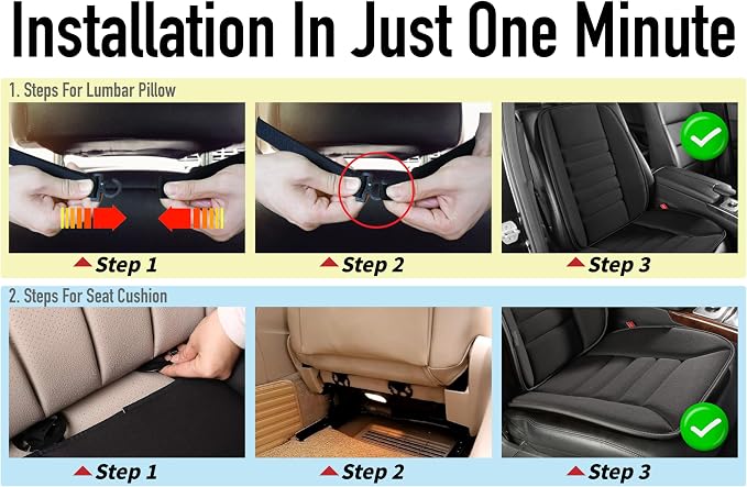 Car Seat Cushion with Back Support Pillow, Comfy Lumbar Support & Seat Cushion - Image 8