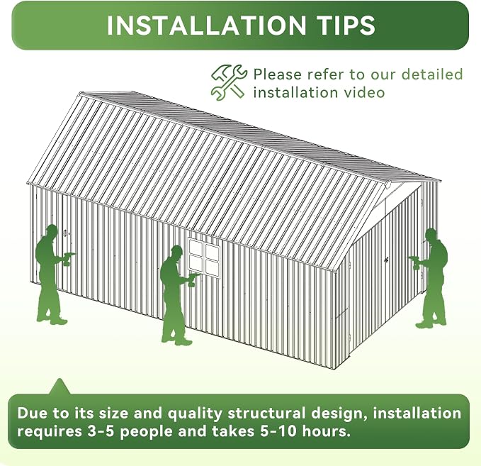 Aoxun 12x20x9.3 FT Shed Outdoor Metal Garage Shed 1700 CUFT Extra Large Storage - Image 2