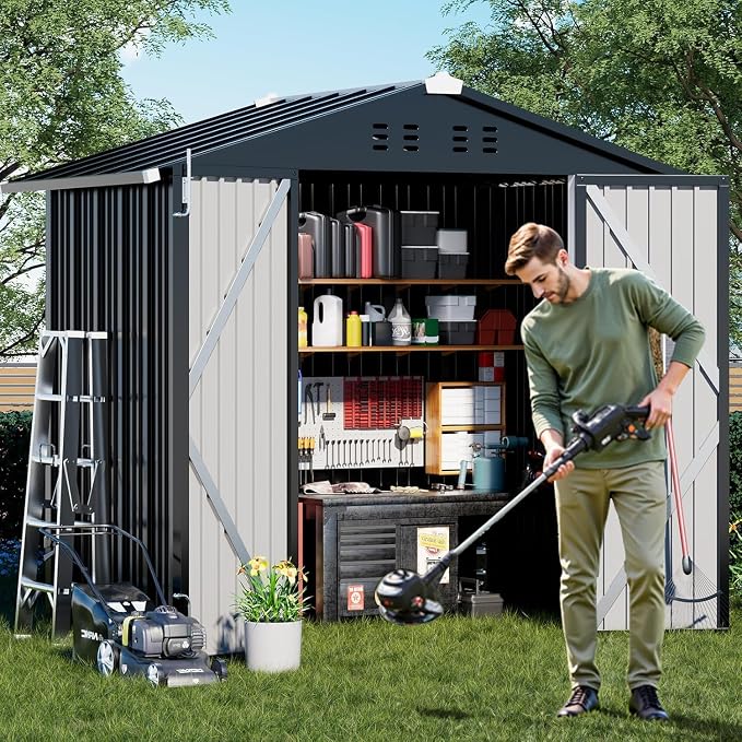COMHOMA Shed Outdoor Storage Shed Metal, Lockable Doors Tool Sheds - Image 8