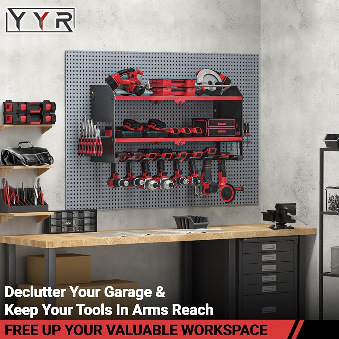 YYR Power Tool Organizer Wall Mount, Cordless Drill and Battery Holder - Image 2