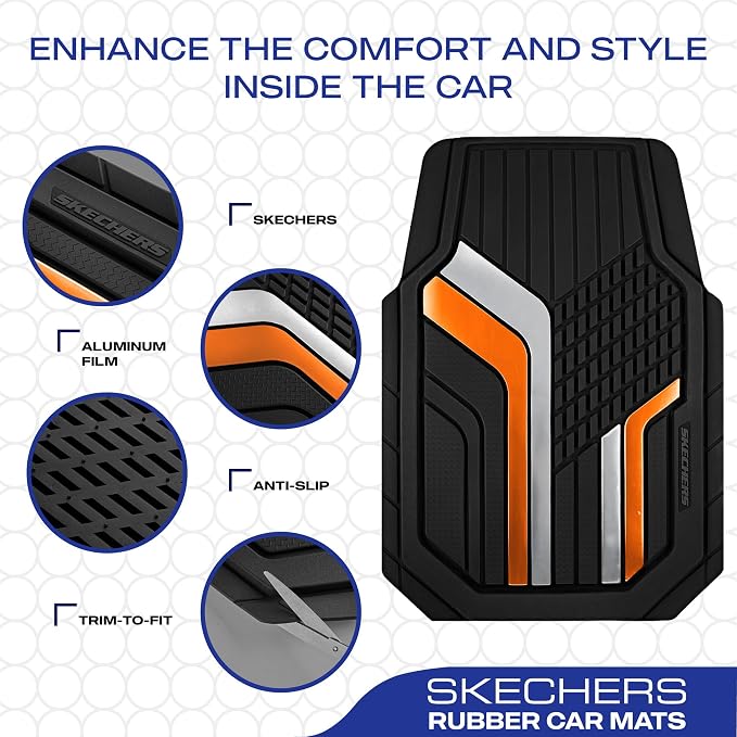 Skechers Heavy Duty Rubber Car Floor Mats, Dual Color Design Floor Mats - Image 4