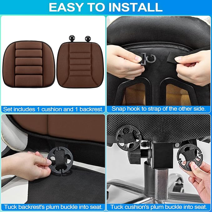 MYFAMIREA Car Seat Cushion and Lumbar Support Pillow 1.2'' Thick Memory Foam - Image 3