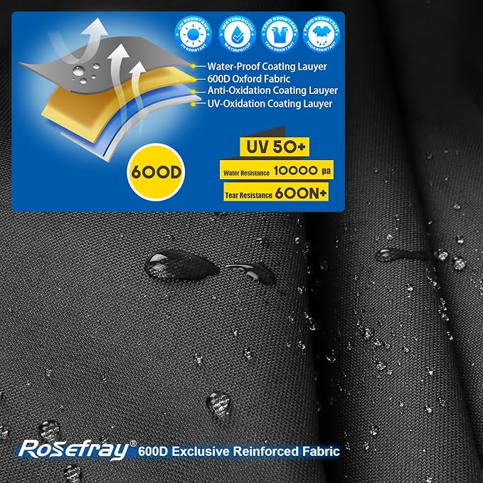 Rosefray Motorcycle Cover with Side Box Heavy Duty 600D Waterproof - Image 2