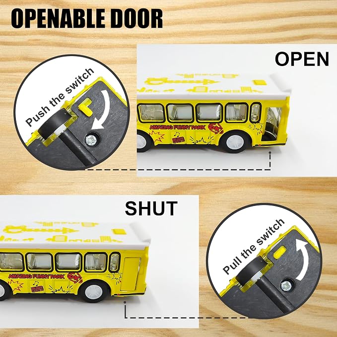 KIDAMI Die Cast Metal Toy Cars Buses Set, 1:64 Scale Double Decker City Bus - Image 3