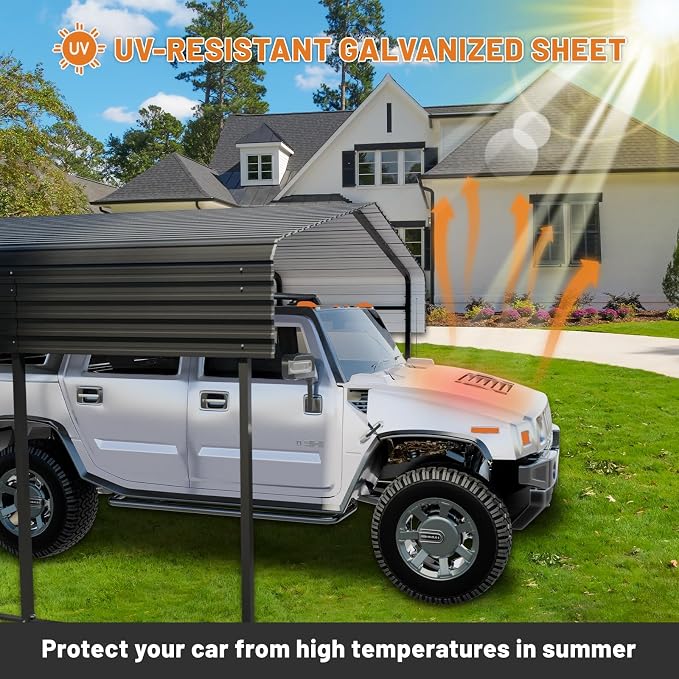 10 x 15 FT Metal Carport with Heavy Duty Galvanized Steel Roof & Durable Frame - Image 6