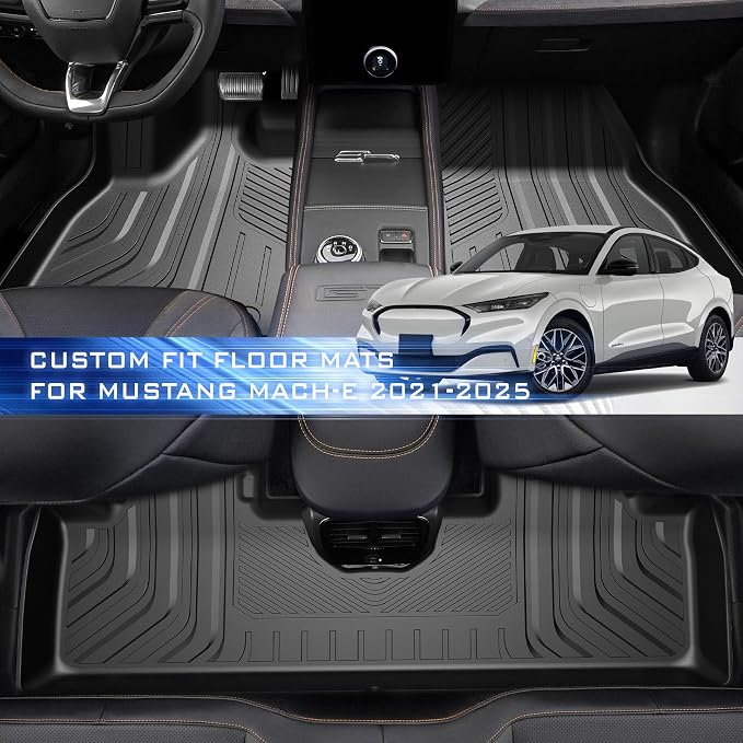 Car Floor Mats for Ford Mustang Mach-E 2021-2024 2025 Accessories, TPE All - Image 2